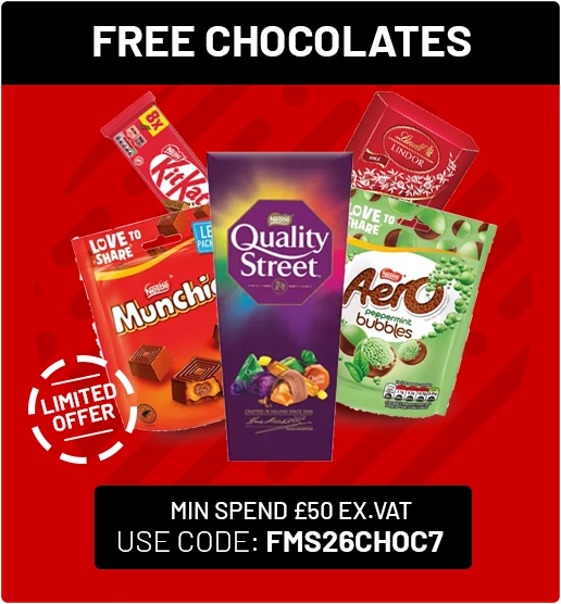 Free Chocolate when you spend £50 ex.vat